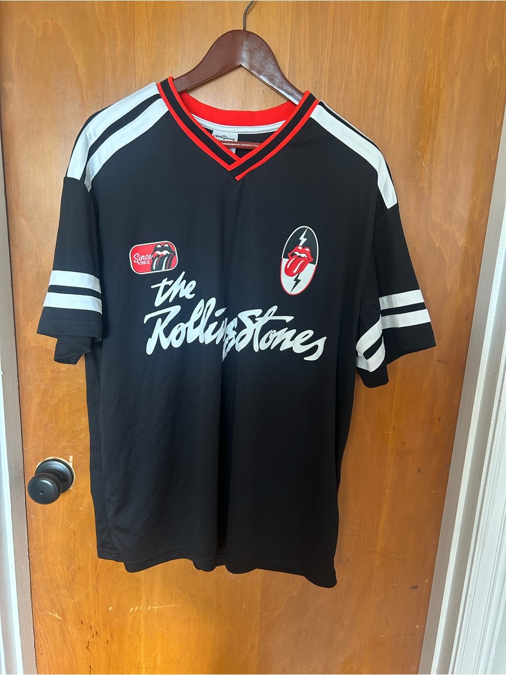 Rolling Stones Jersey Style Band Tee XL Black Red Graphic Shirt